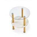 Стол журнальный HALMAR DUCAT S белый мрамор/прозрачный/золотой